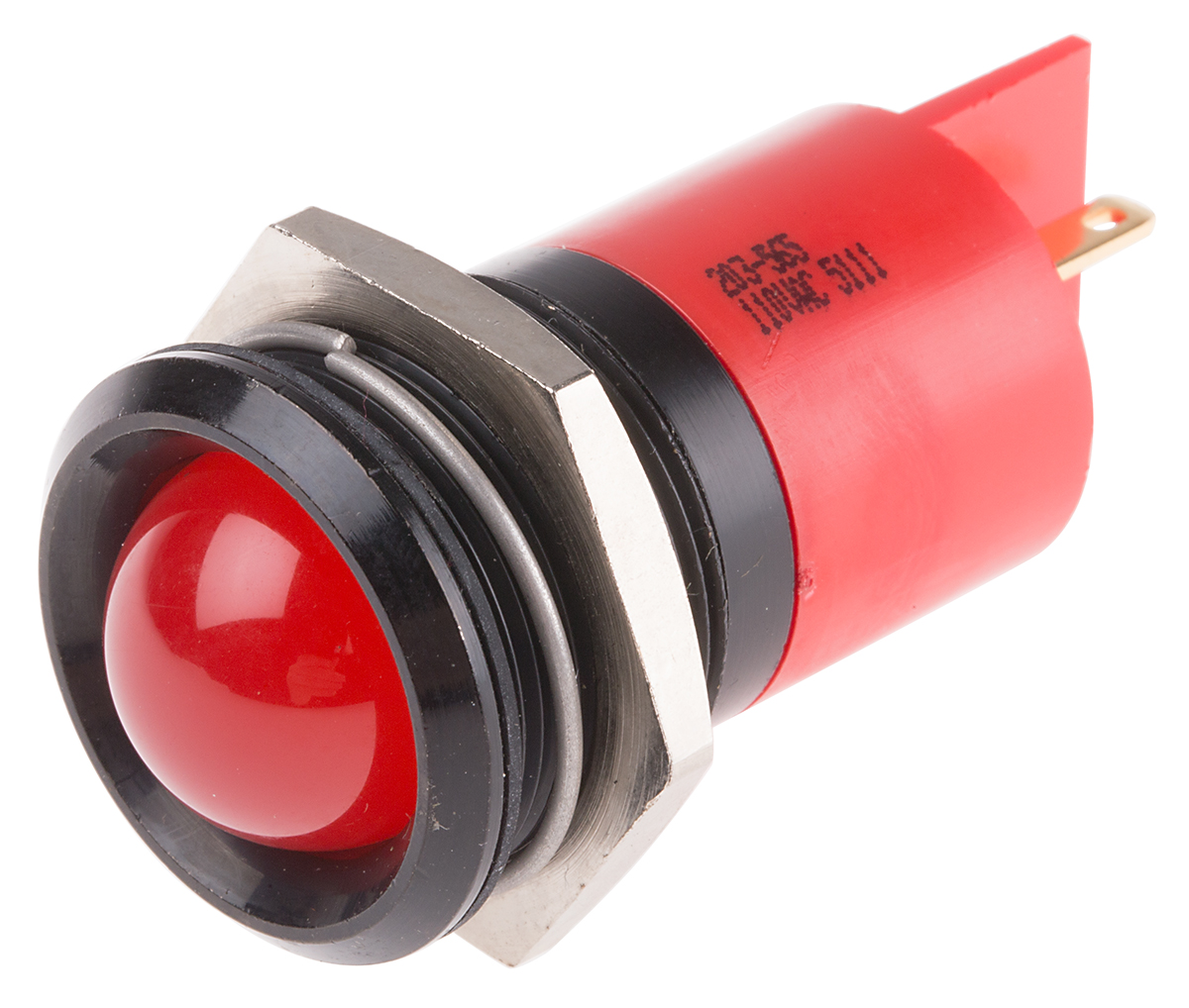 RS PRO Red Panel Mount Indicator, 110V ac, Solder Tab Termination, IP67