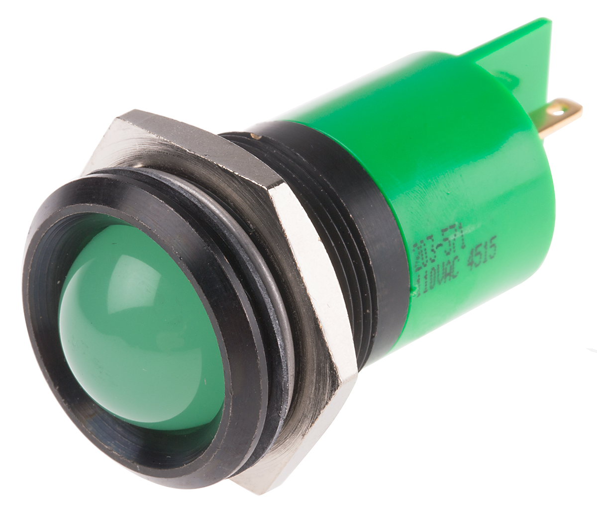 RS PRO Green Panel Mount Indicator, 110V ac, Solder Tab Termination, IP67
