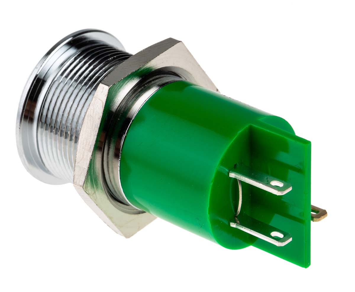 203-688 RS PRO Green Panel Mount Indicator, 24V dc, Solder Tab Termination