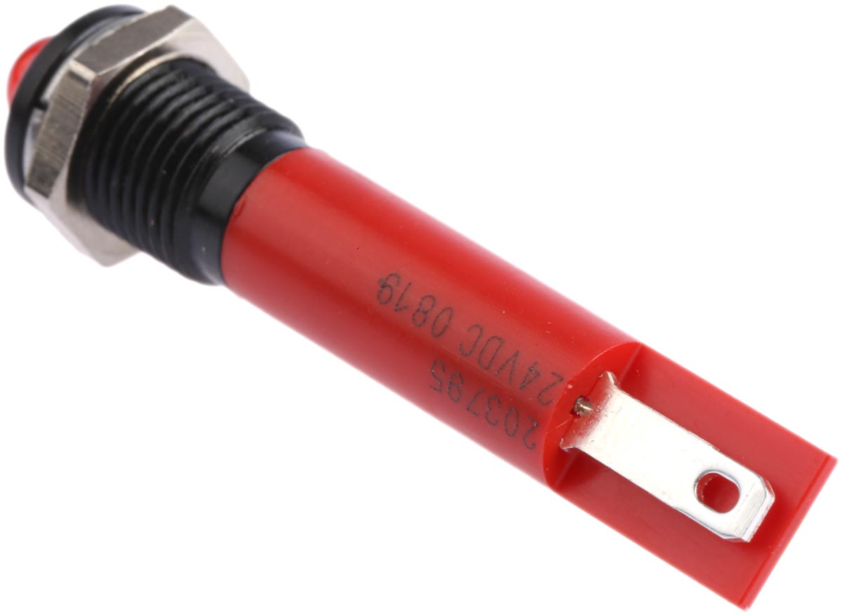 203-795 RS PRO Red Panel Mount Indicator, 24V dc, Solder Tab Termination
