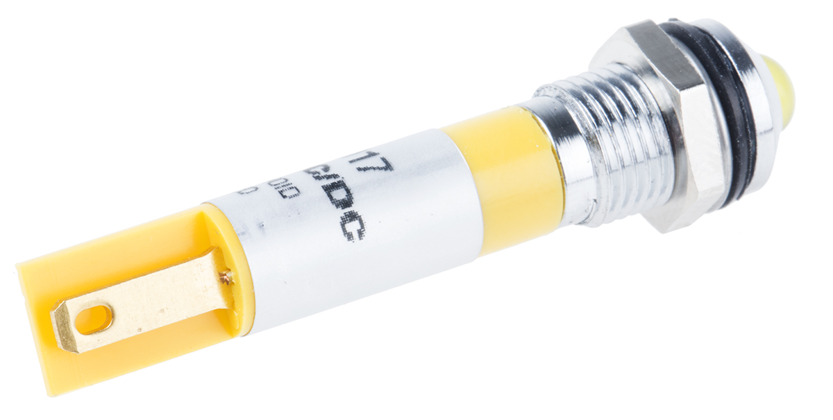 203-802 RS PRO Yellow Panel Mount Indicator, 110V ac, Solder Tab Termination