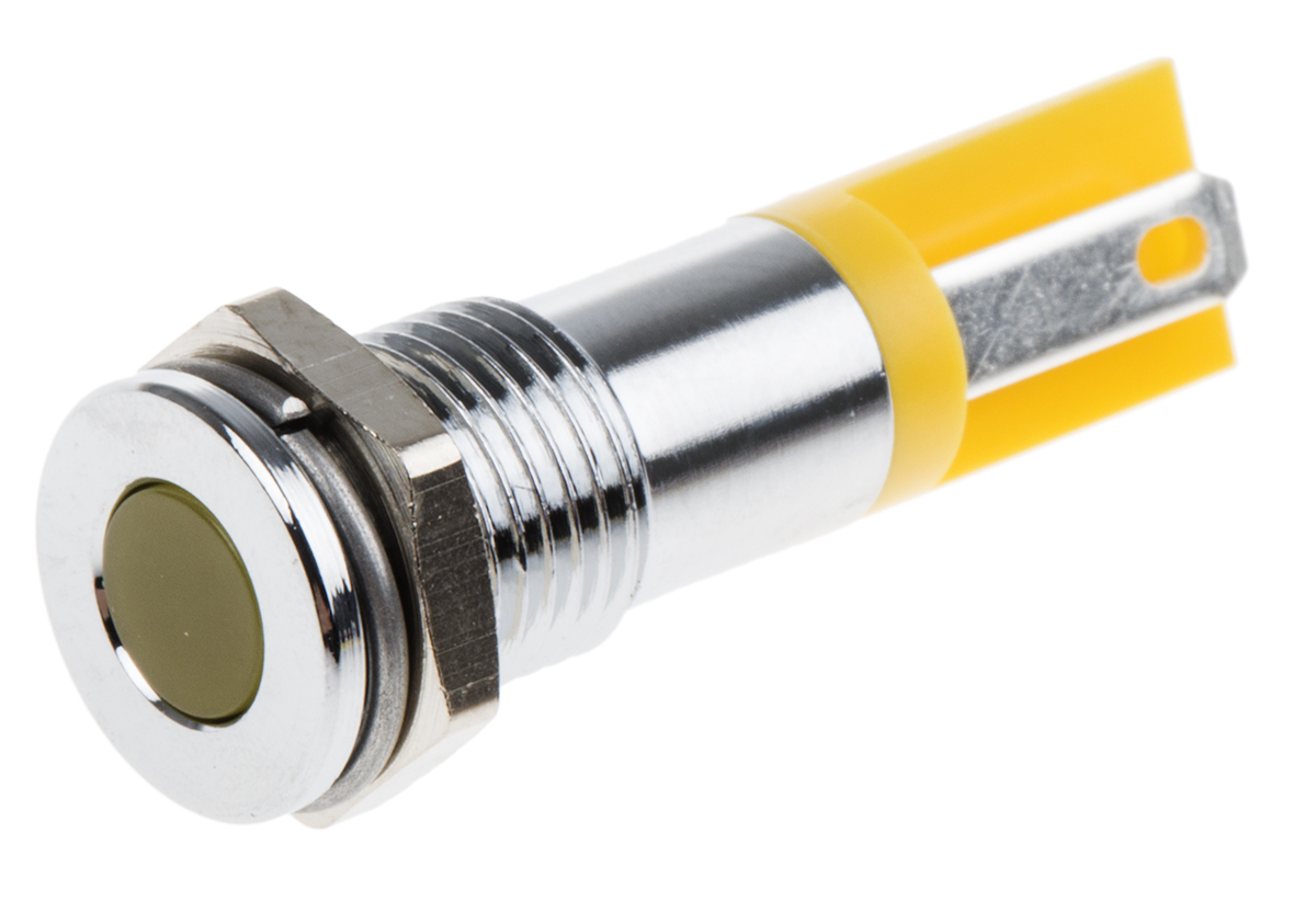 RS PRO Yellow Panel Mount Indicator, 2V dc, Solder Tab Termination