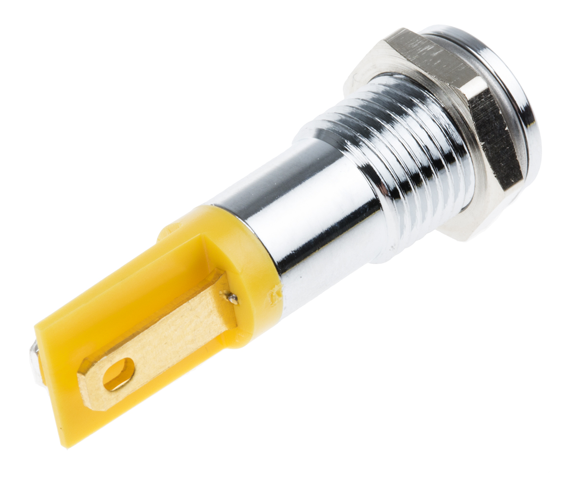 203-824 RS PRO Yellow Panel Mount Indicator, 2V dc, Solder Tab Termination
