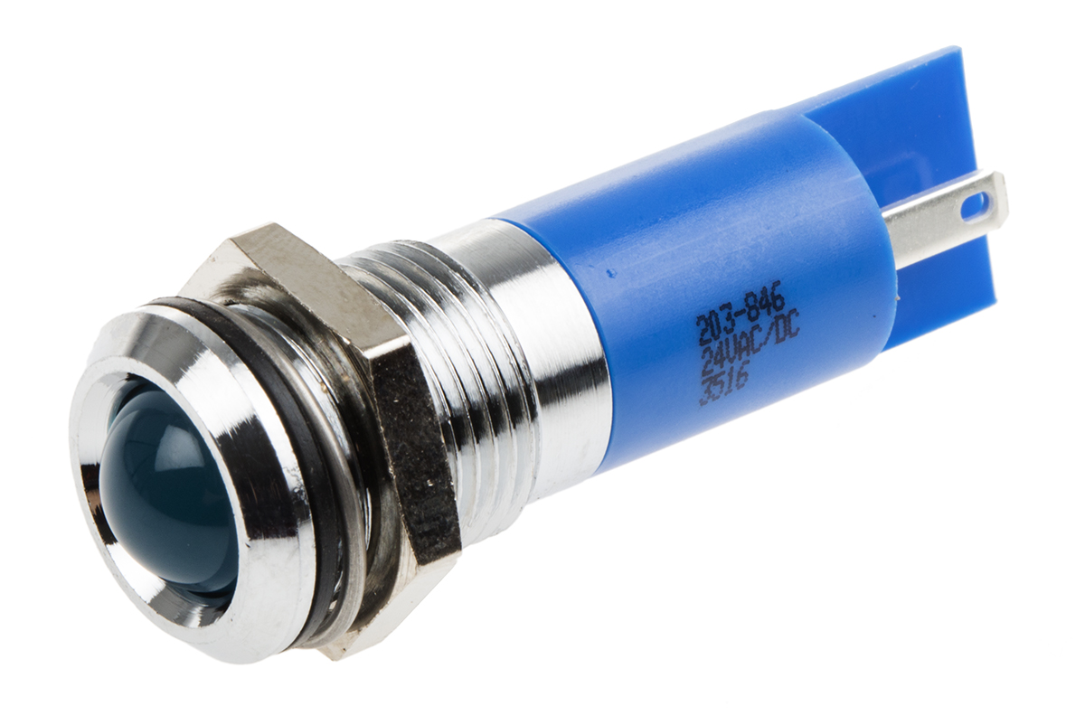RS PRO Blue Panel Mount Indicator, 24V dc, IP67