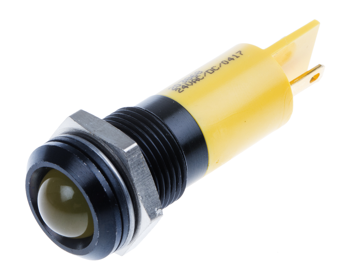 RS PRO Yellow Panel Mount Indicator, 24V dc, IP67