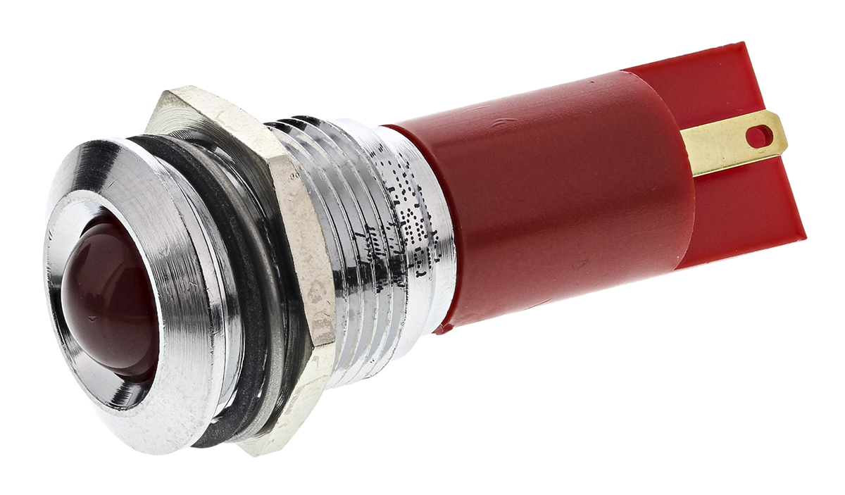 RS PRO Red Panel Mount Indicator, 12V ac/dc, Solder Tab Termination