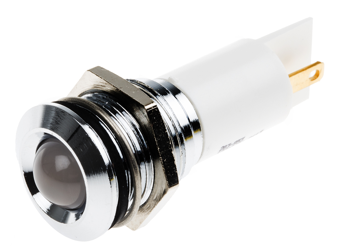 RS PRO White Panel Mount Indicator, 12V ac/dc, Solder Tab Termination