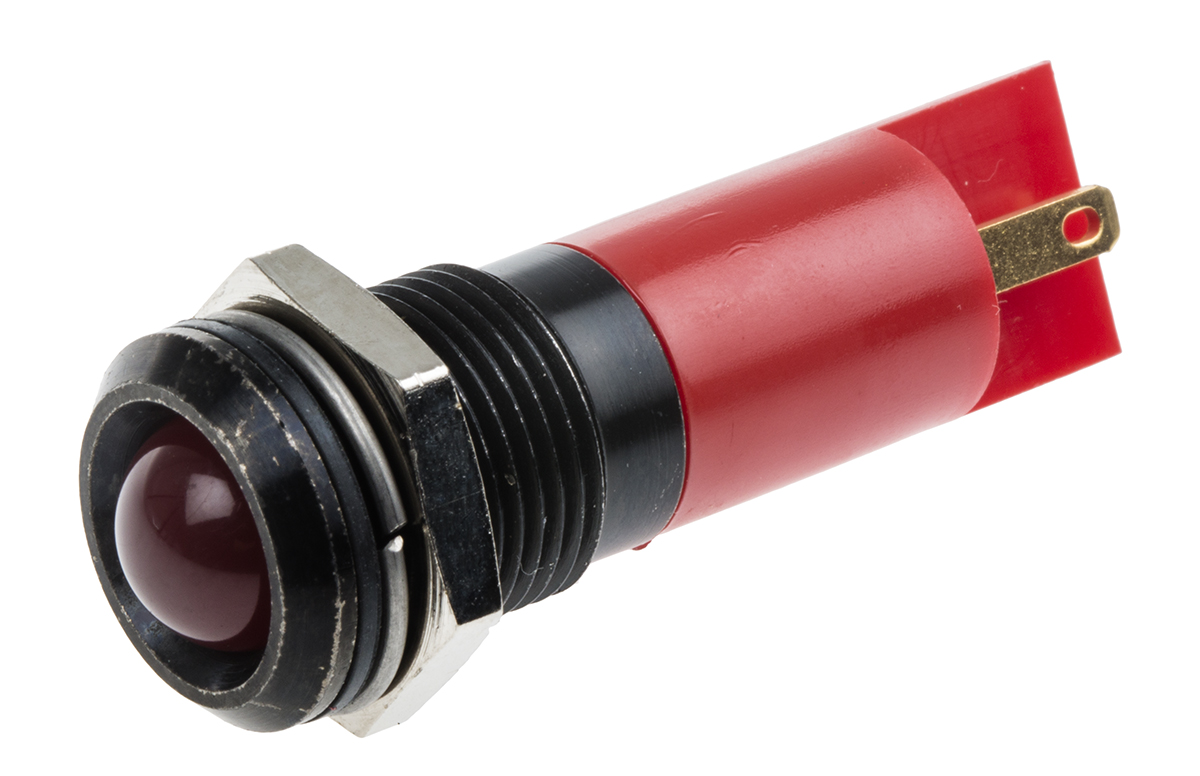 RS PRO Red Panel Mount Indicator, 12V ac/dc, Solder Tab Termination