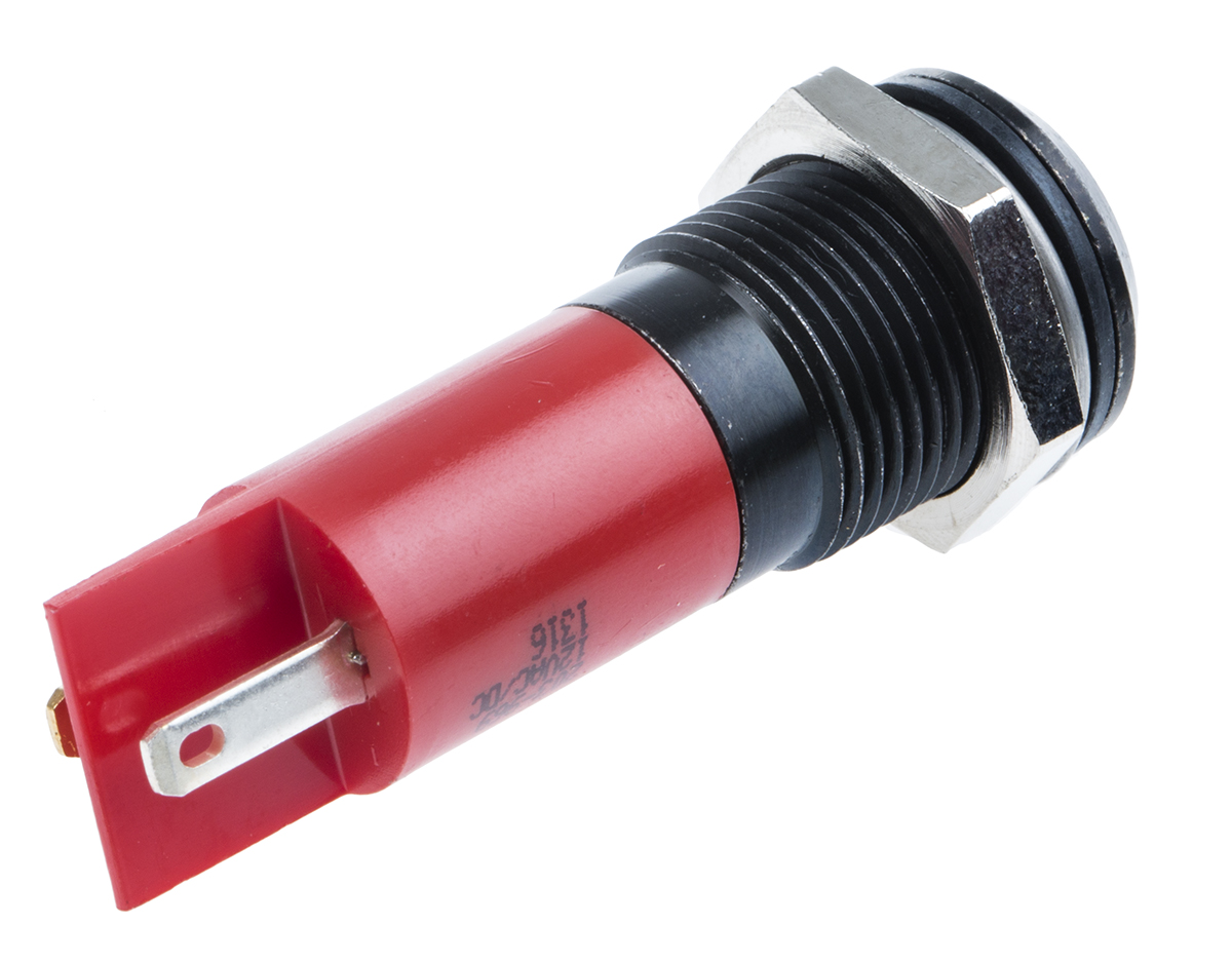 203-969 RS PRO Red Panel Mount Indicator, 12V ac/dc, Solder Tab Termination