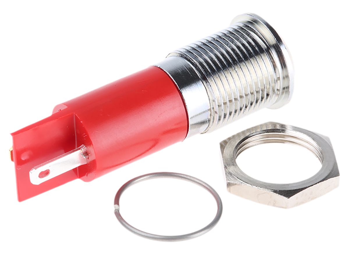203-981 RS PRO Red Panel Mount Indicator, 2V dc, Solder Tab Termination