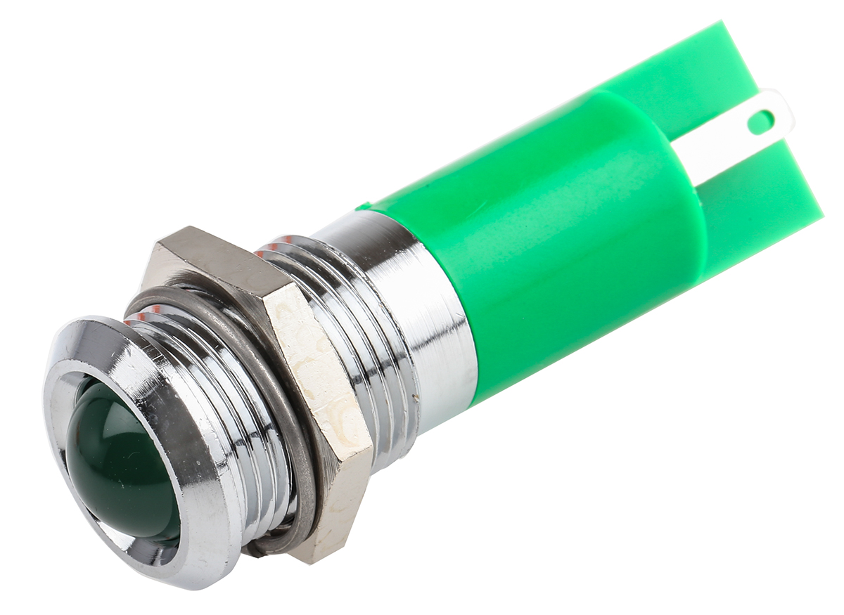 RS PRO Green Panel Mount Indicator, 2V dc, Solder Tab Termination