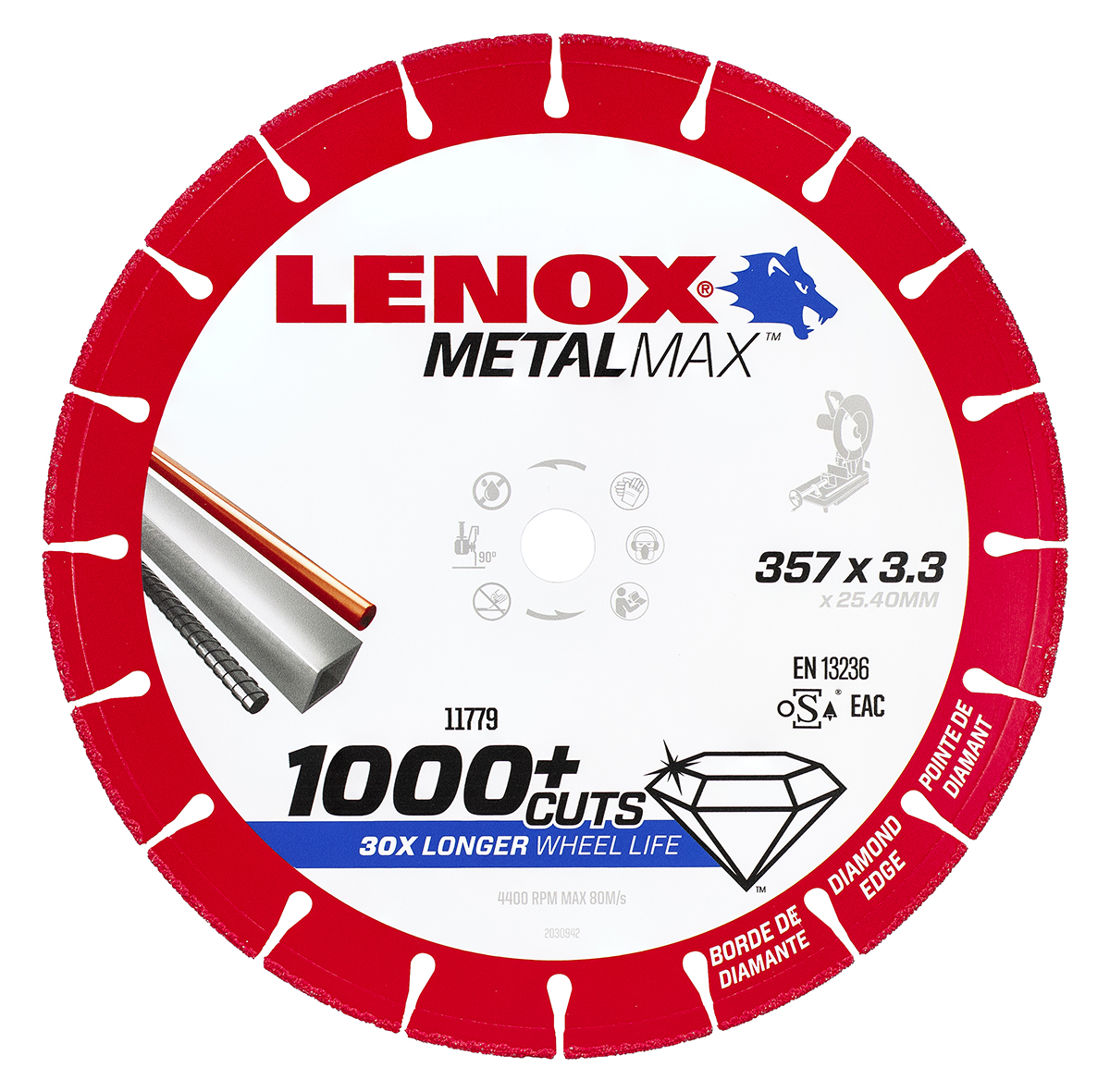 Lenox Aluminium Oxide Abrasive Disc, 357 mm, Medium Grade, P80 Grit