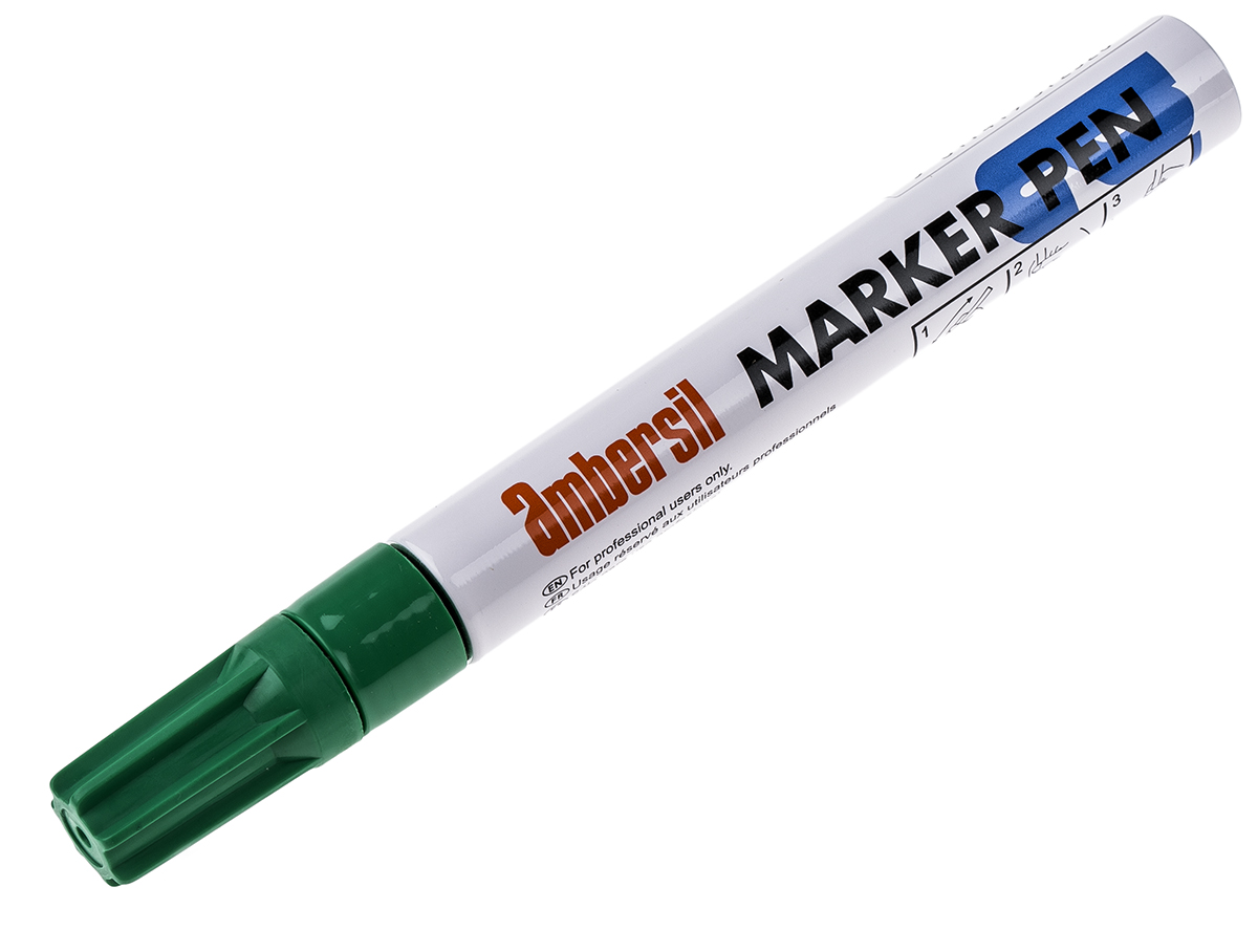 Ambersil Green 3 mm Paint Marker Pen for use with Wood, Cardboard, Glass, Rubber, Metal, Plastic, Tile, Textile, Paper