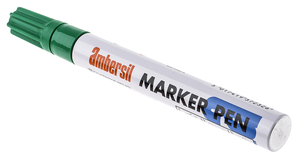 20379-ab Ambersil Green 3 mm Paint Marker Pen for use with Wood, Cardboard, Glass, Rubber, Metal, Plastic, Tile, Textile, Paper