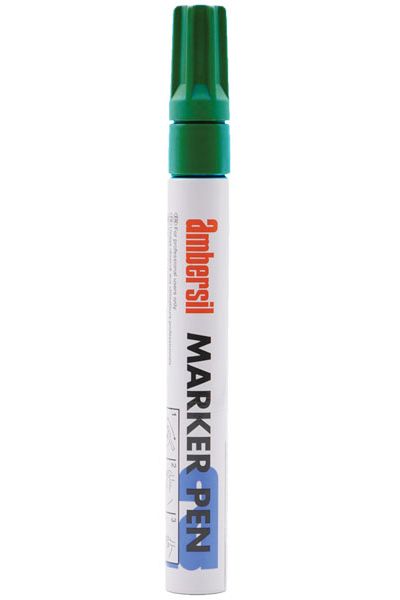 20379-ab Ambersil Green 3 mm Paint Marker Pen for use with Wood, Cardboard, Glass, Rubber, Metal, Plastic, Tile, Textile, Paper