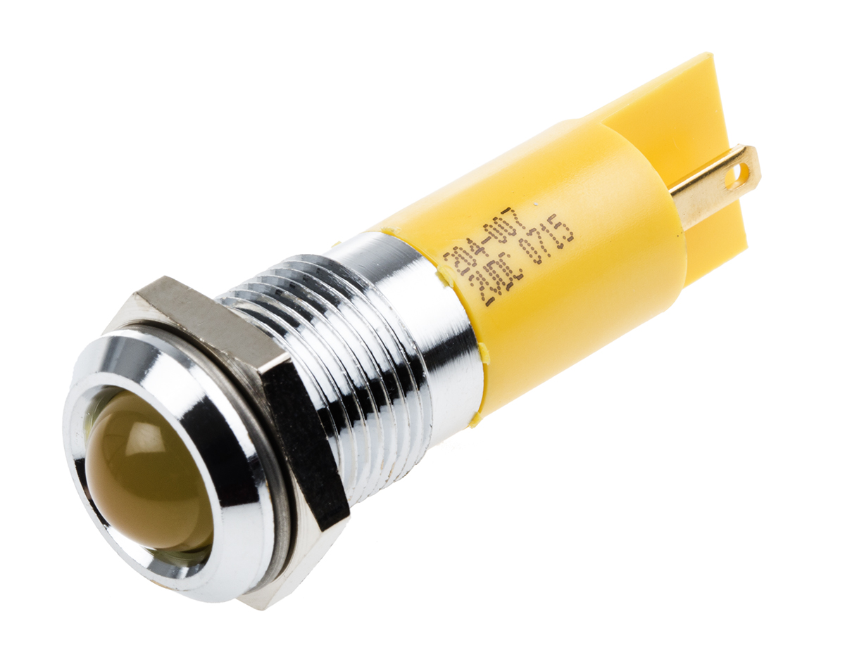 RS PRO Yellow Panel Mount Indicator, 2V dc, Solder Tab Termination