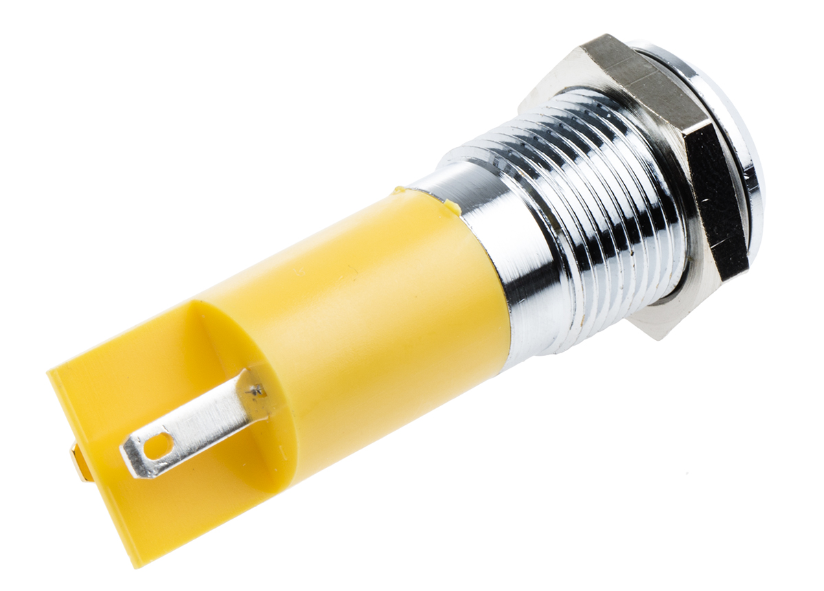 204-007 RS PRO Yellow Panel Mount Indicator, 2V dc, Solder Tab Termination