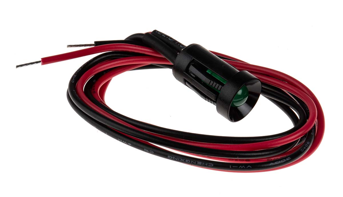 RS PRO Green Panel Mount Indicator, 24V dc, Lead Wire Termination
