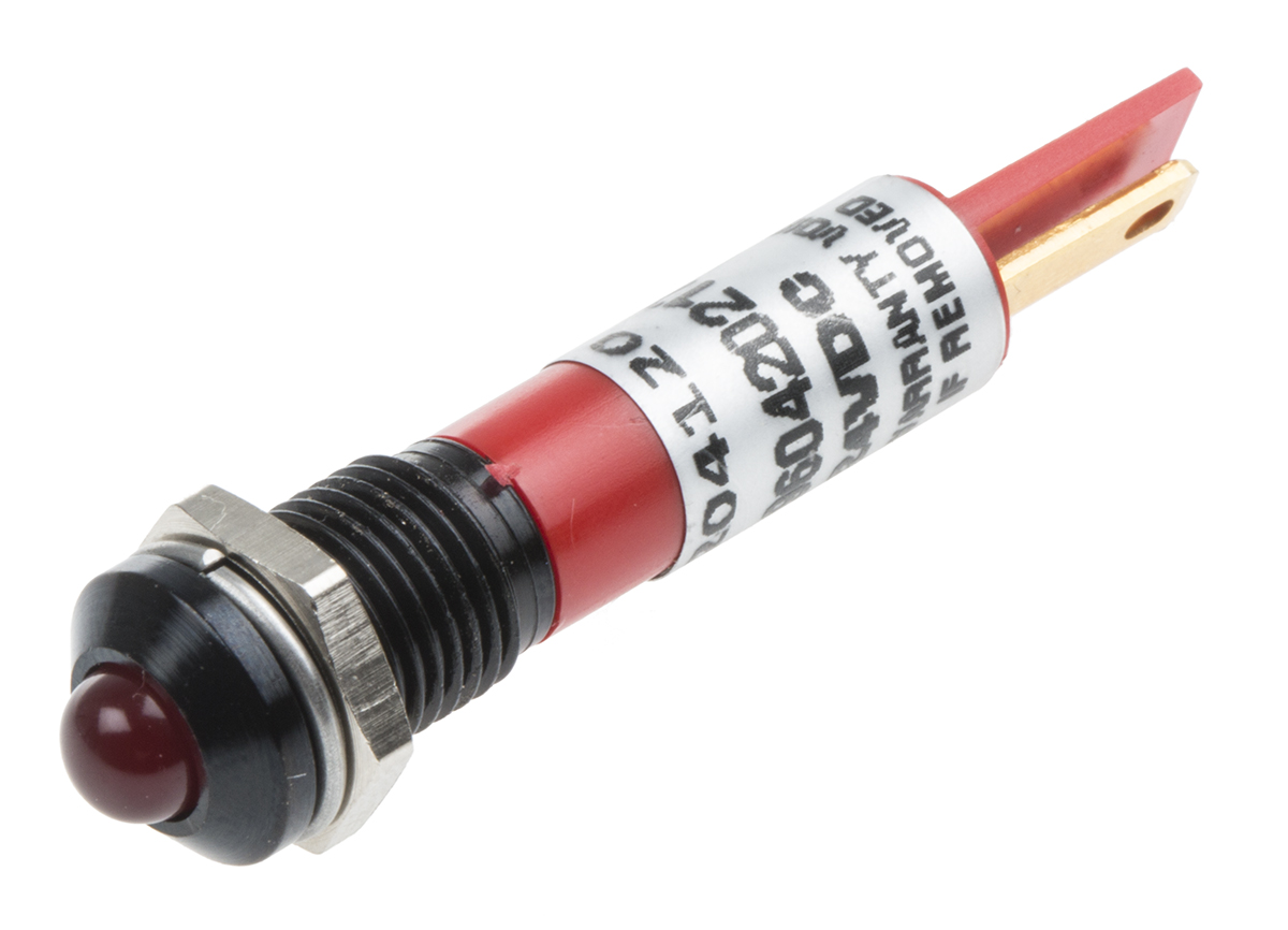 RS PRO Red Panel Mount Indicator, 24V dc, Solder Tab Termination