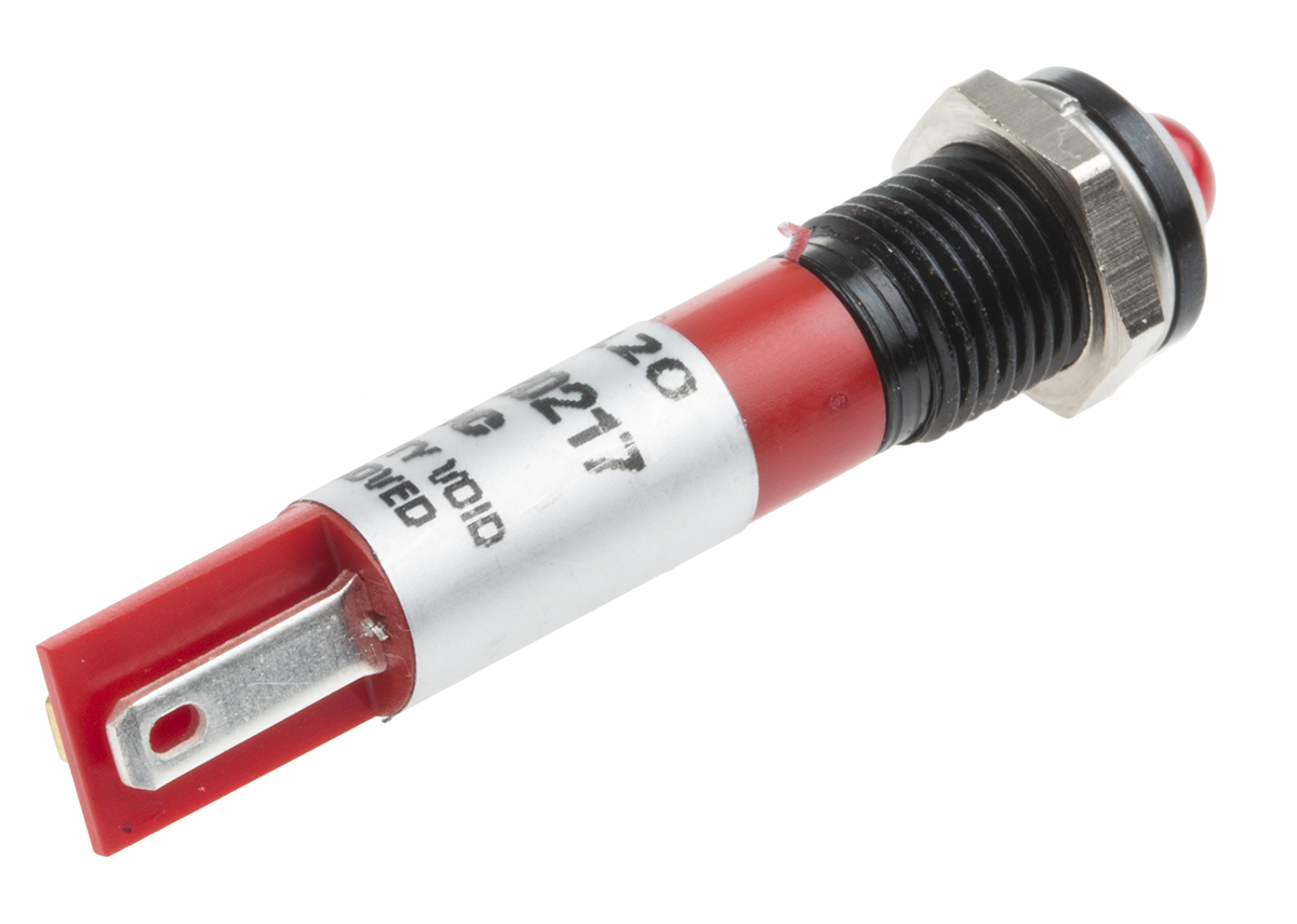 204-120 RS PRO Red Panel Mount Indicator, 24V dc, Solder Tab Termination