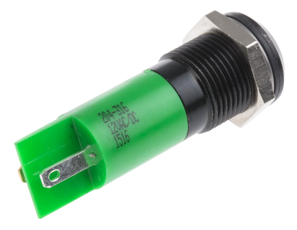 204-316 RS PRO Green Panel Mount Indicator, 12V, IP67