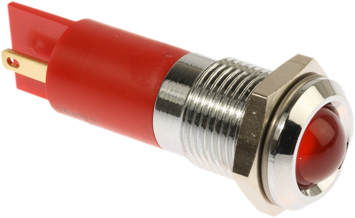 RS PRO Red Panel Mount Indicator, 240V ac, Solder Tab Termination, IP40