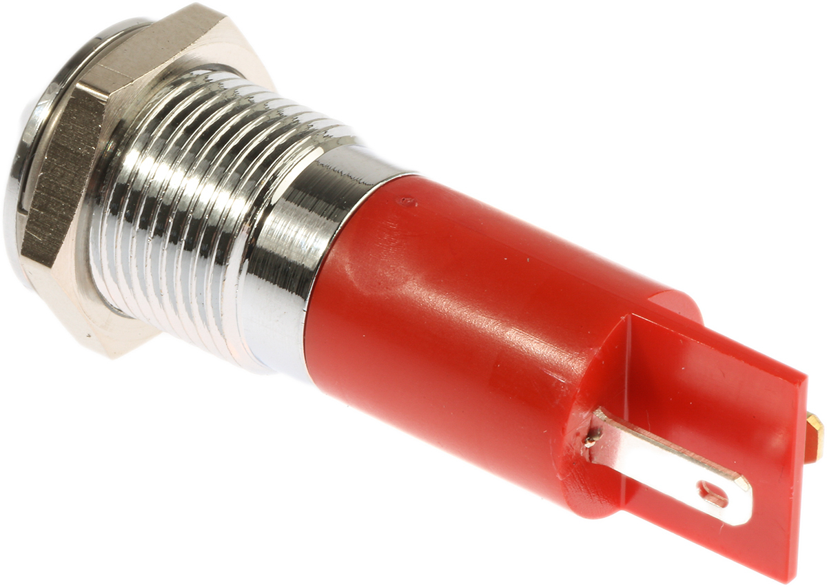 204-372 RS PRO Red Panel Mount Indicator, 240V ac, Solder Tab Termination, IP40