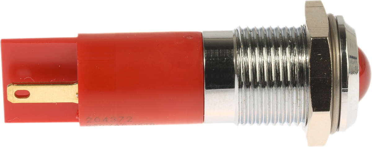 204-372 RS PRO Red Panel Mount Indicator, 240V ac, Solder Tab Termination, IP40