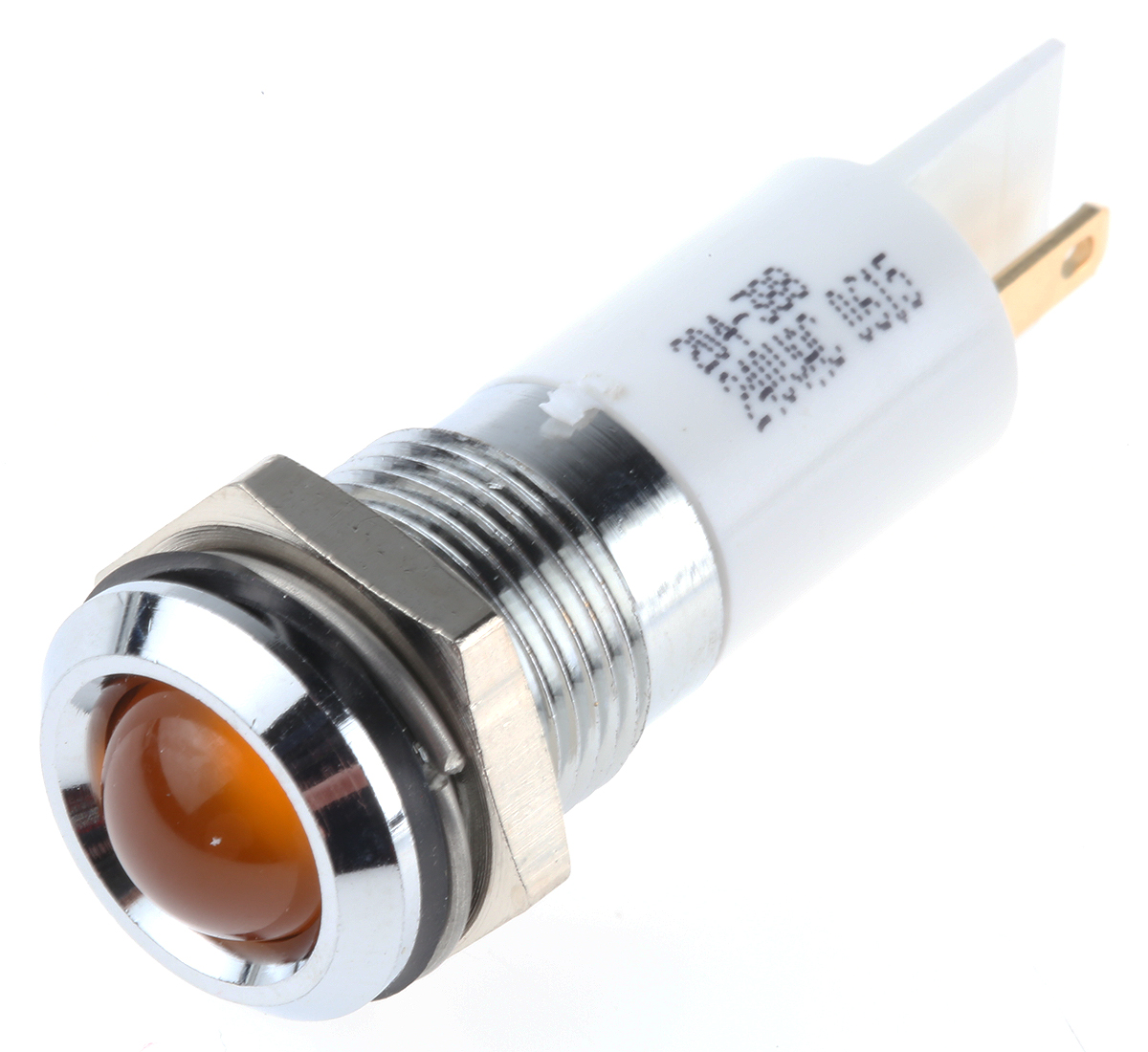 RS PRO Orange Panel Mount Indicator, 240V ac, 20mA, Solder Tab Termination, IP40, Prominent