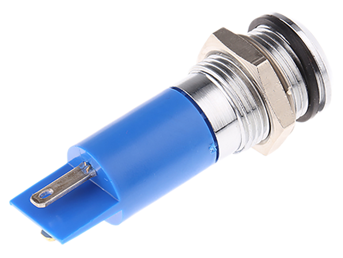204-394 RS PRO Blue Panel Mount Indicator, 240V ac, Solder Tab Termination, IP40