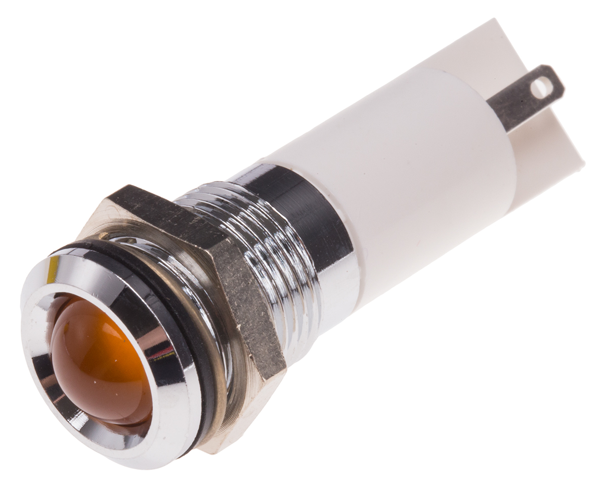 RS PRO Orange Panel Mount Indicator, 110V ac, Solder Tab Termination, IP40, Prominent
