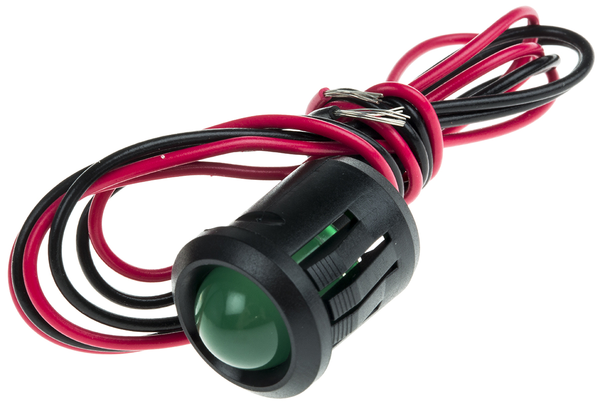RS PRO Green Panel Mount Indicator, 24V dc, Lead Wire Termination