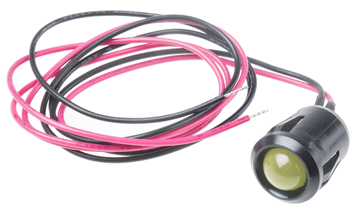 RS PRO Yellow Panel Mount Indicator, 12V dc, Lead Wire Termination