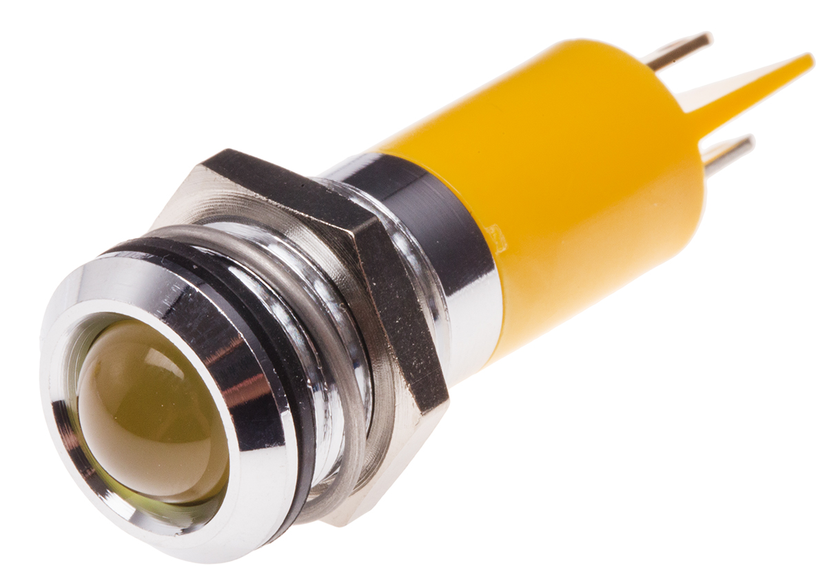 RS PRO Yellow Panel Mount Indicator, 110V ac, Solder Tab Termination, IP67