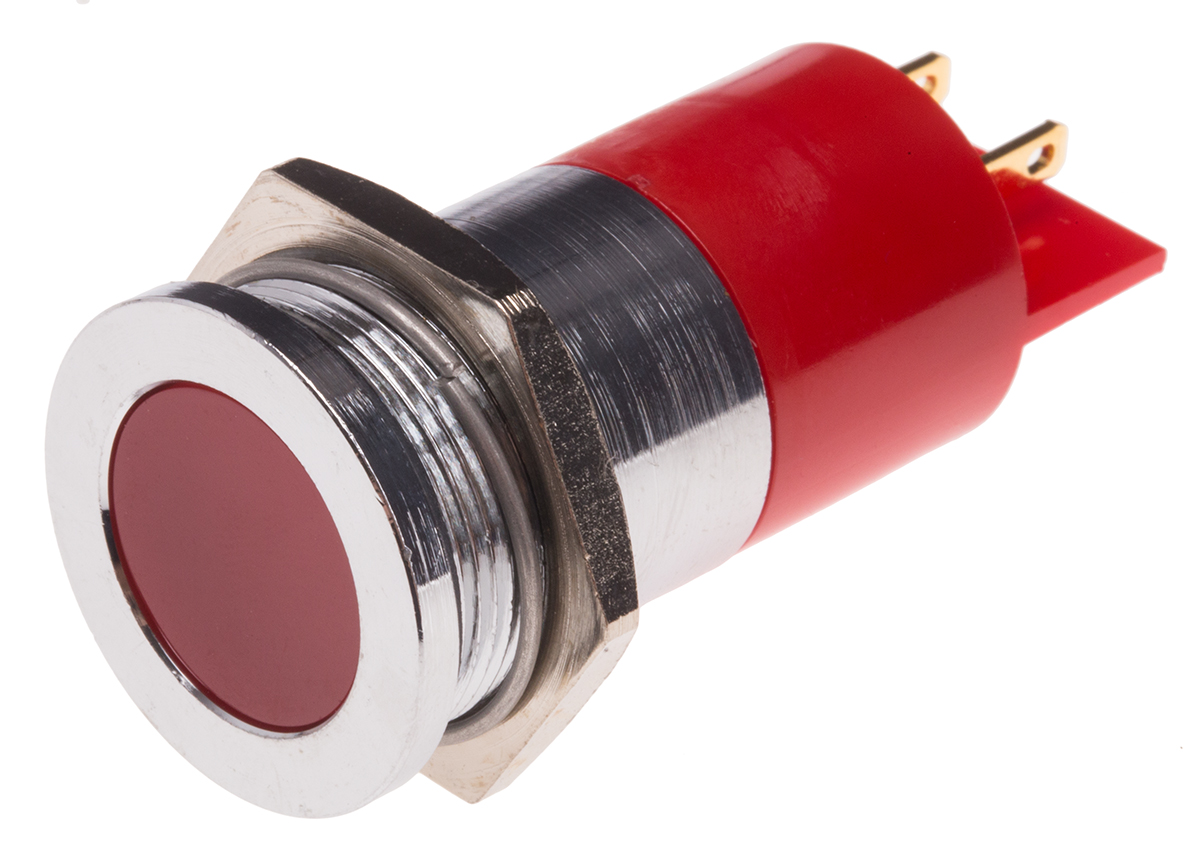 RS PRO Red Panel Mount Indicator, 24V ac/dc, Solder Tab Termination