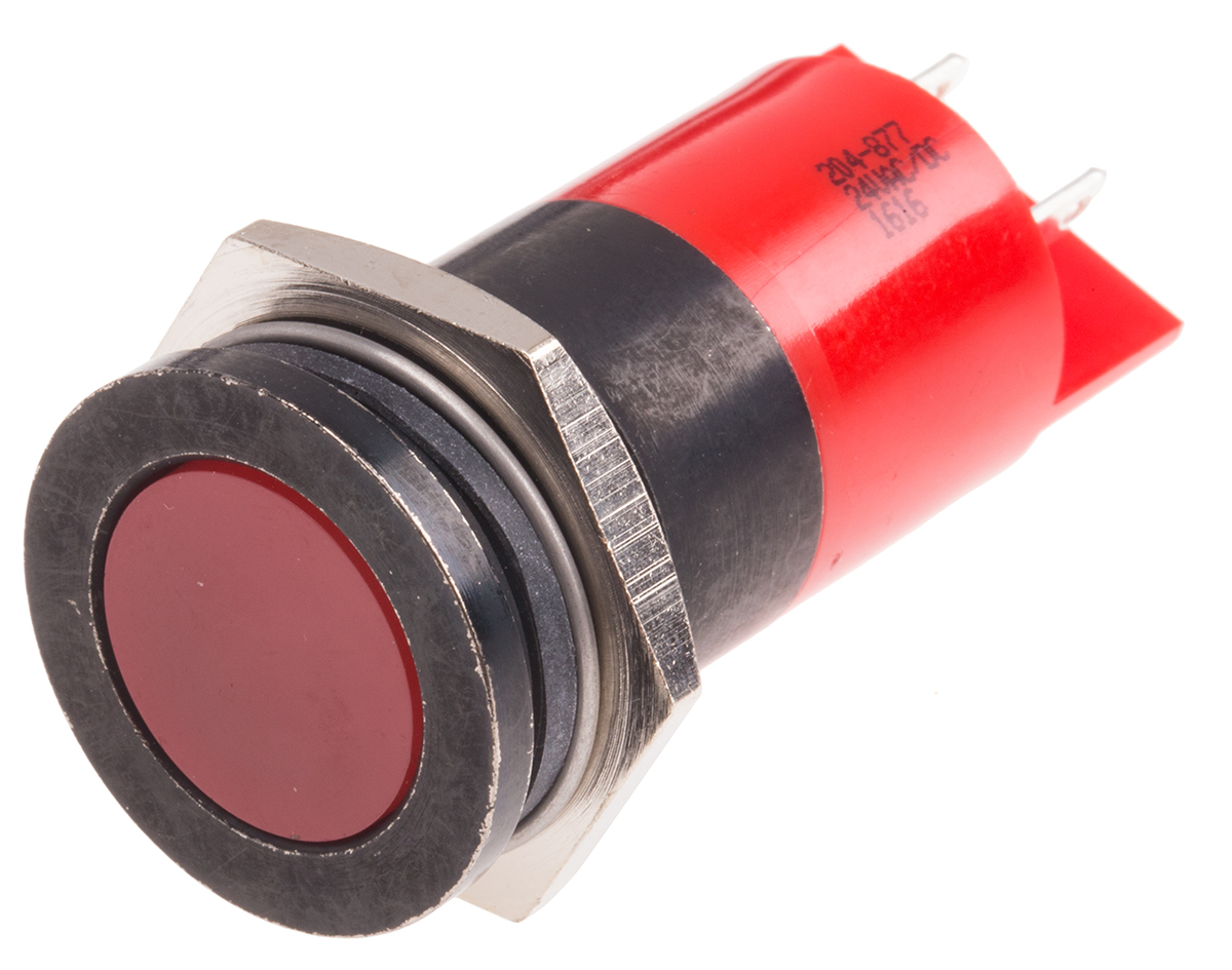 RS PRO Red Panel Mount Indicator, 24V ac/dc, Solder Tab Termination