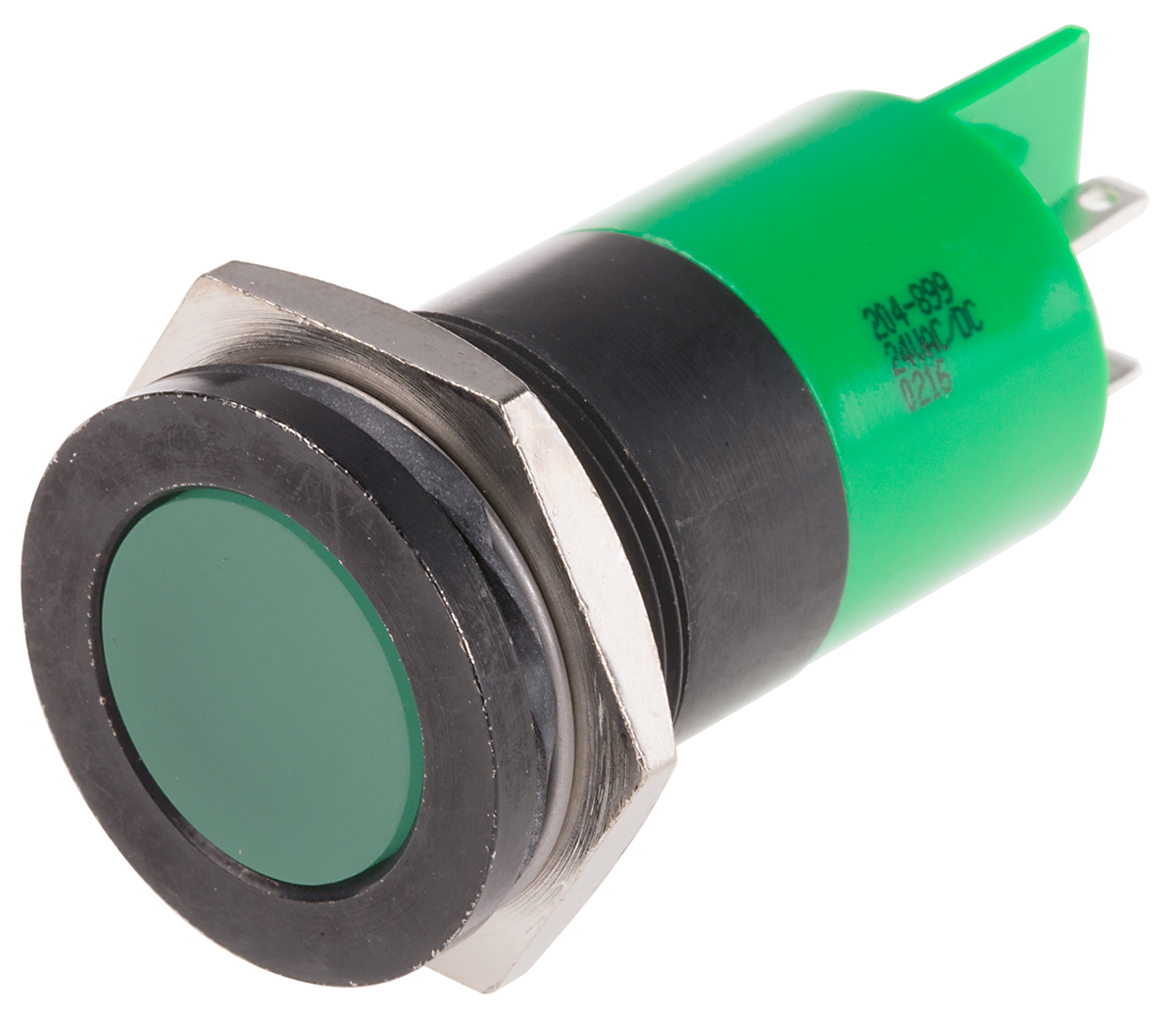 RS PRO Green Panel Mount Indicator, 24V ac/dc, Solder Tab Termination