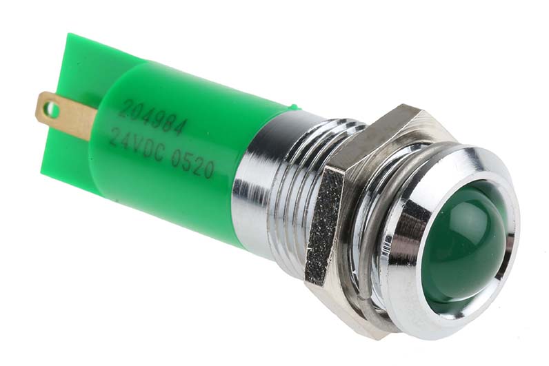 RS PRO Green Panel Mount Indicator, 24V dc, Solder Tab Termination