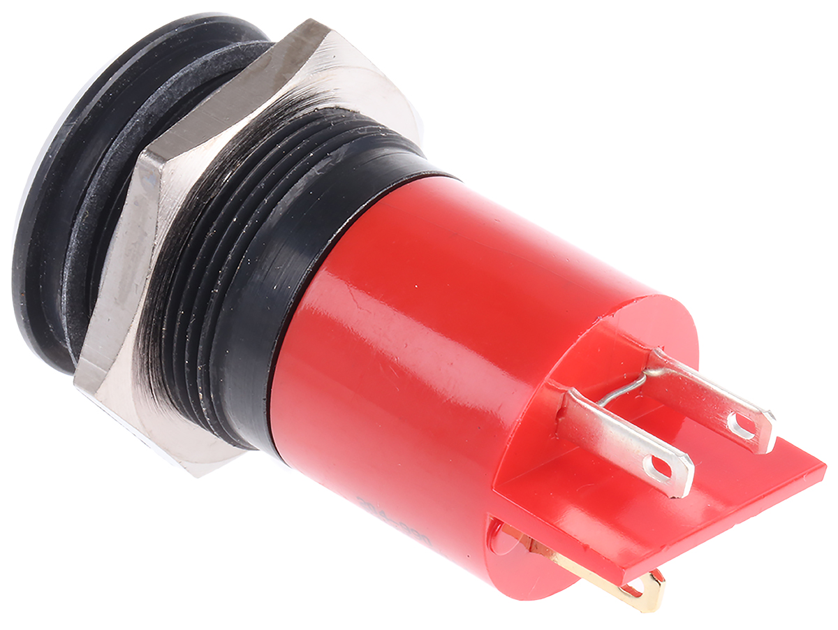 204-990 RS PRO Red Panel Mount Indicator, 24V dc, Solder Tab Termination