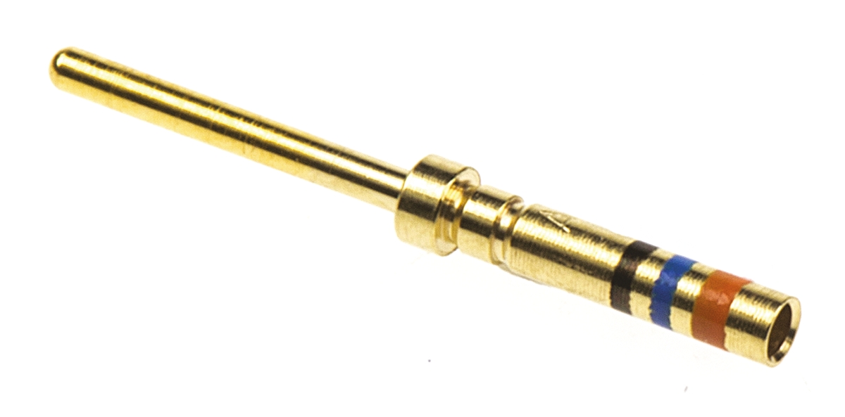 204370-2 TE Connectivity, M39029/58-360 Series, size 22 Male Crimp D-Sub Connector Contact, Gold over Nickel Signal 22 AWG