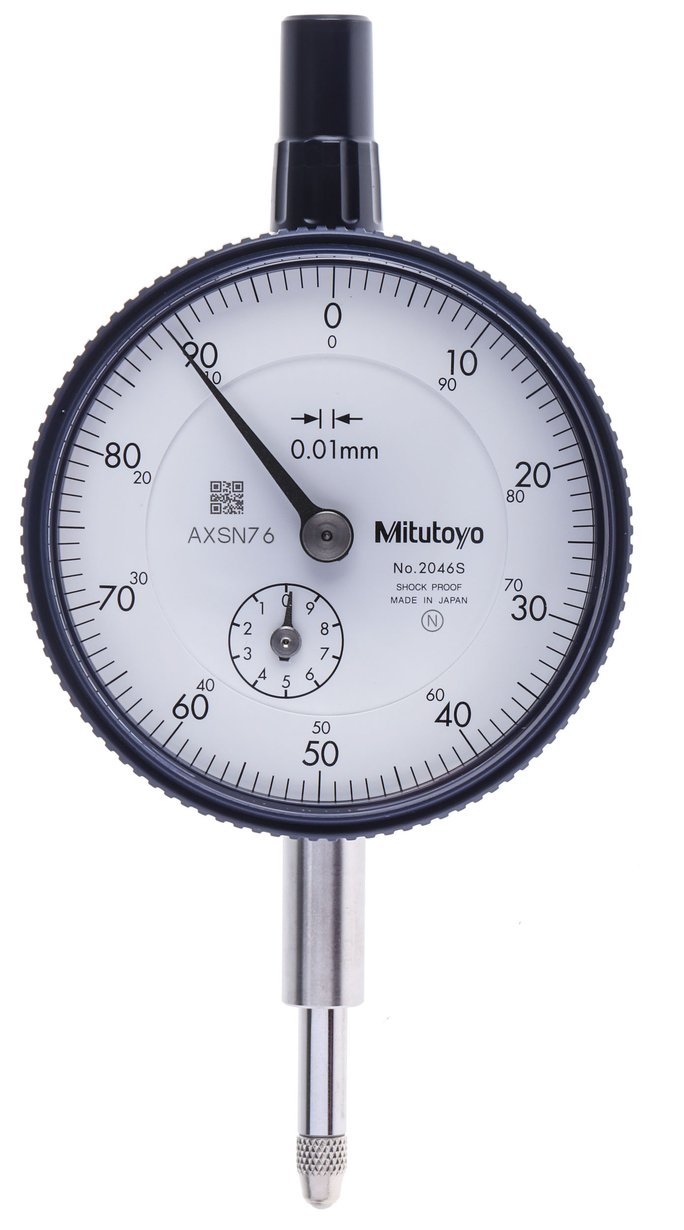 Mitutoyo 2046A Metric Dial Indicator 10 mm Max. Measurement, 0.01 mm Resolution, ±12 μm Accuracy, UKAS