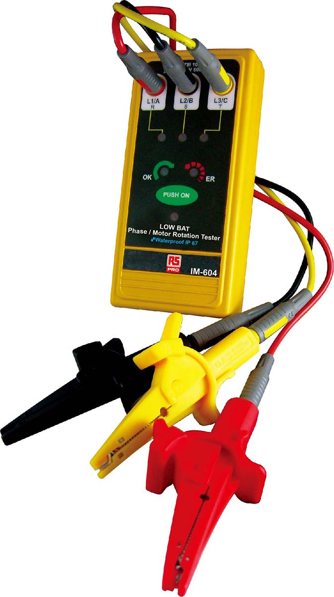 RS PRO Phase Rotation Tester 45 Hz, 400 Hz Max, 600V ac Max, RSCAL