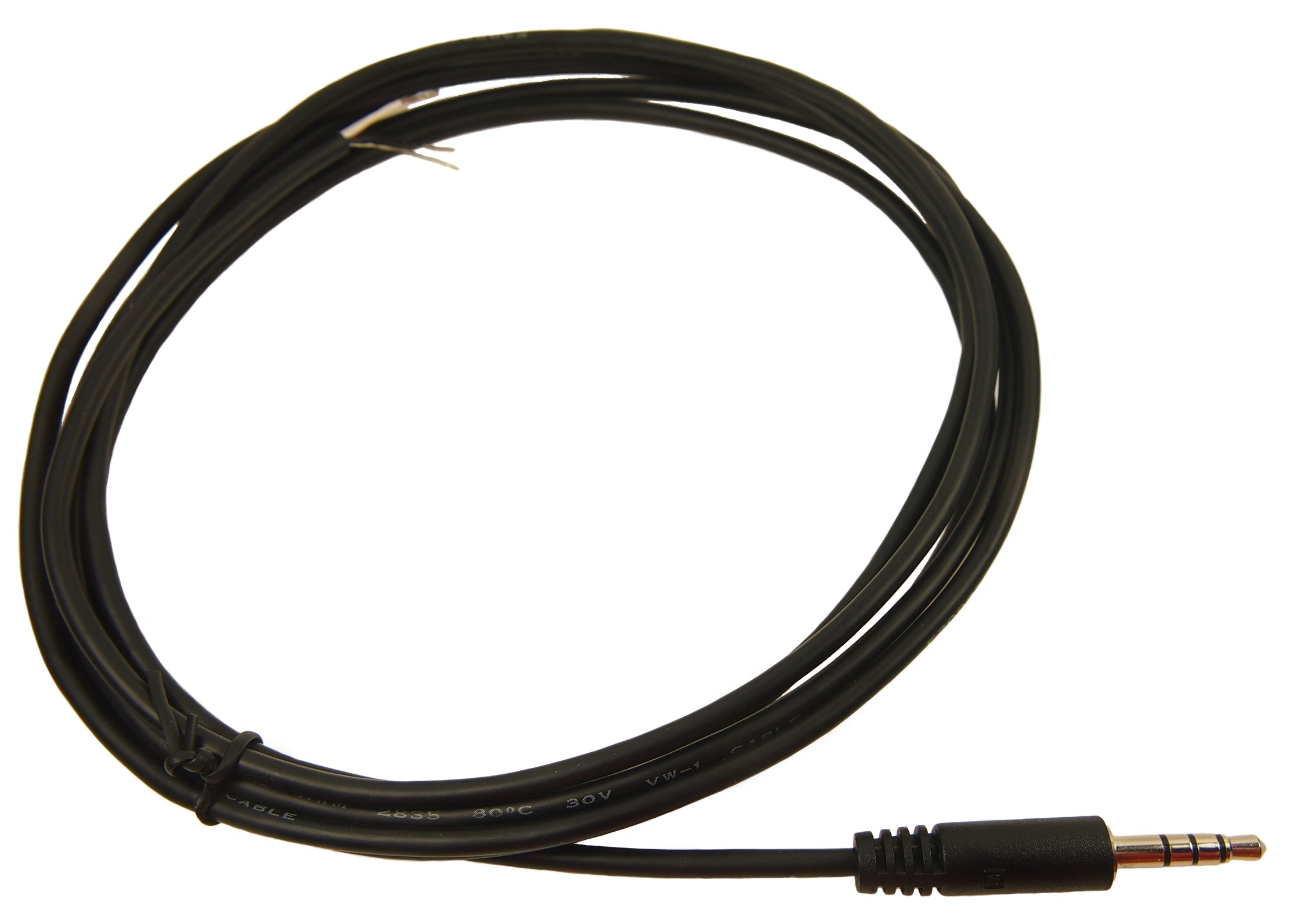 RS PRO Male 3.5 mm Stereo Jack to Unterminated Auxiliary Cable, Black, 2 m