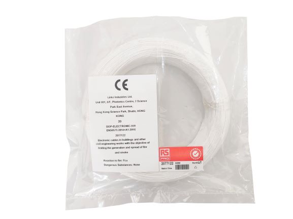 RS PRO RS PRO Series White Hook Up Wire, 26 AWG, 1, 50 m, Ethylene Tetrafluoroethylene