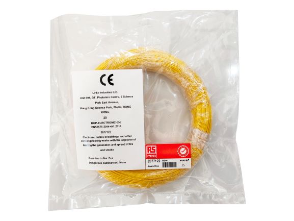 RS PRO RS PRO Series Yellow Hook Up Wire, 26 AWG, 1, 50 m, Ethylene Tetrafluoroethylene