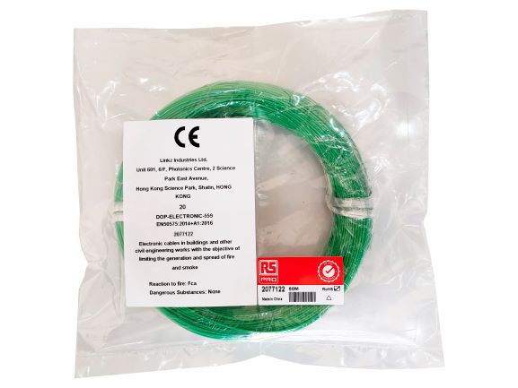 RS PRO RS PRO Series Green Hook Up Wire, 28 AWG, 1, 50 m, Ethylene Tetrafluoroethylene
