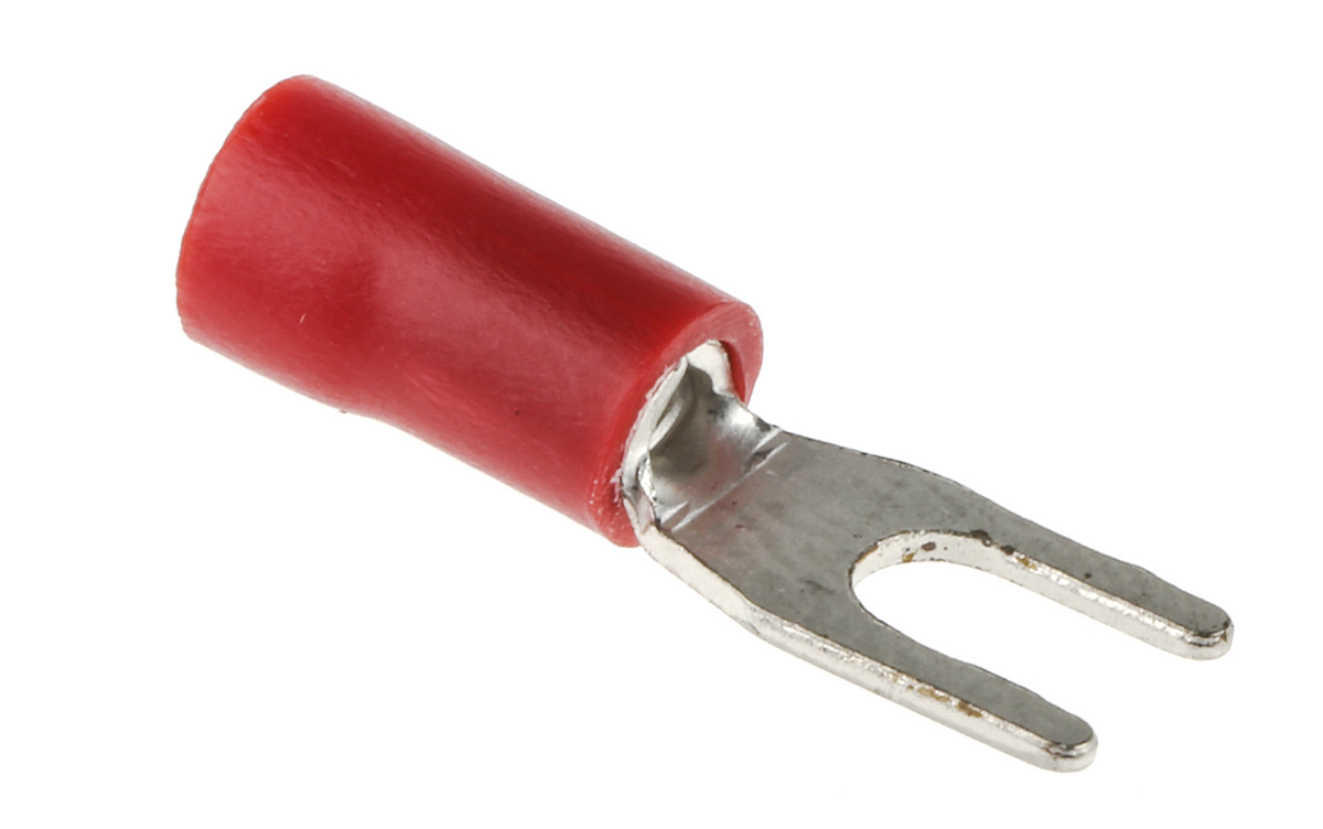 208-2515 RS PRO Insulated Crimp Spade Connector, 22 AWG to 16 AWG, M3 Stud Size Vinyl, Red