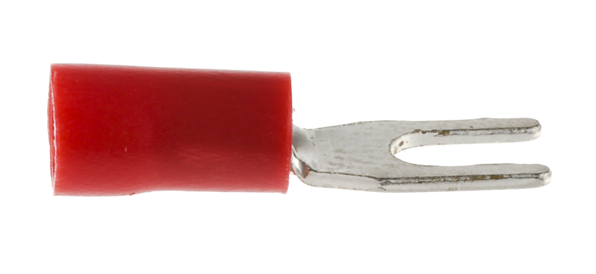 208-2515 RS PRO Insulated Crimp Spade Connector, 22 AWG to 16 AWG, M3 Stud Size Vinyl, Red