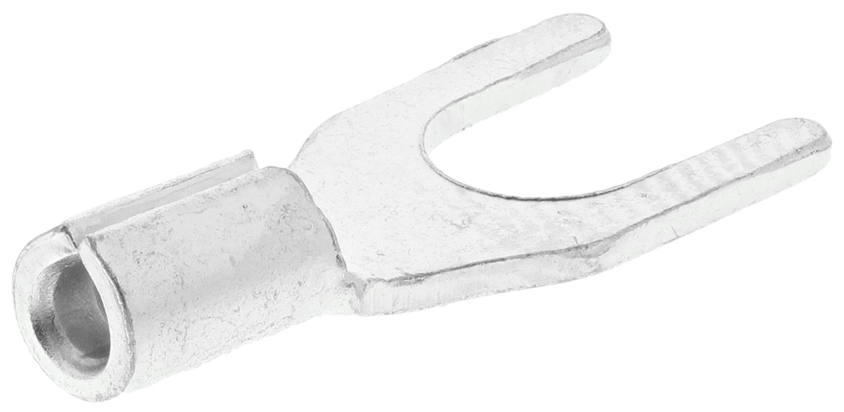 RS PRO Uninsulated Crimp Spade Connector, 22 AWG to 16 AWG, M4 Stud Size, Silver