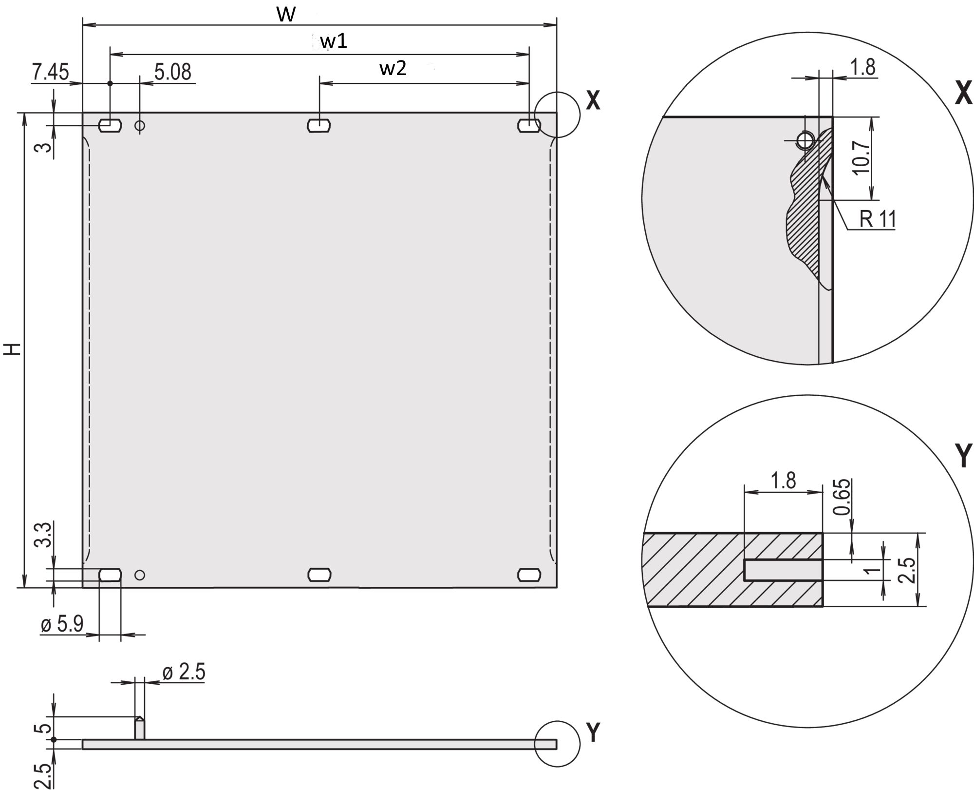 nVent SCHROFF Aluminium Front Panel, 3 U, 4 HP Ventilated 128.4 mm 20mm